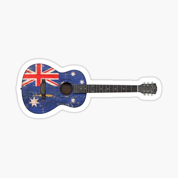 "Aged and Worn Australian Acoustic Guitar" Sticker by JeffBartels Redbubble