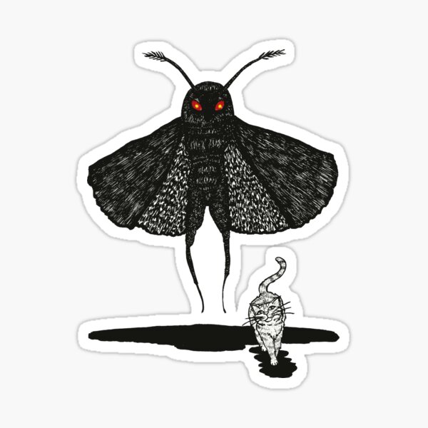 Mothman and a Cat Sticker