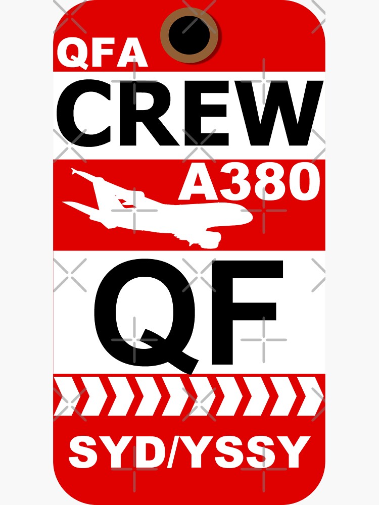Thumbnail 3 of 3, Sticker, QF Airbus A380 Crew Sydney designed and sold by AvGeekCentral.