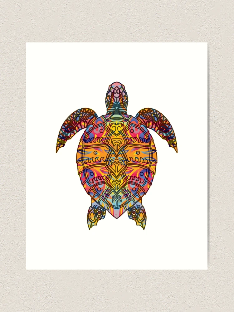 Precious Life Psychedelic Hippie Sea Turtle Gift. Tribal Turtle Design Gifts  For Fan Ornament by Zery Bart - Pixels