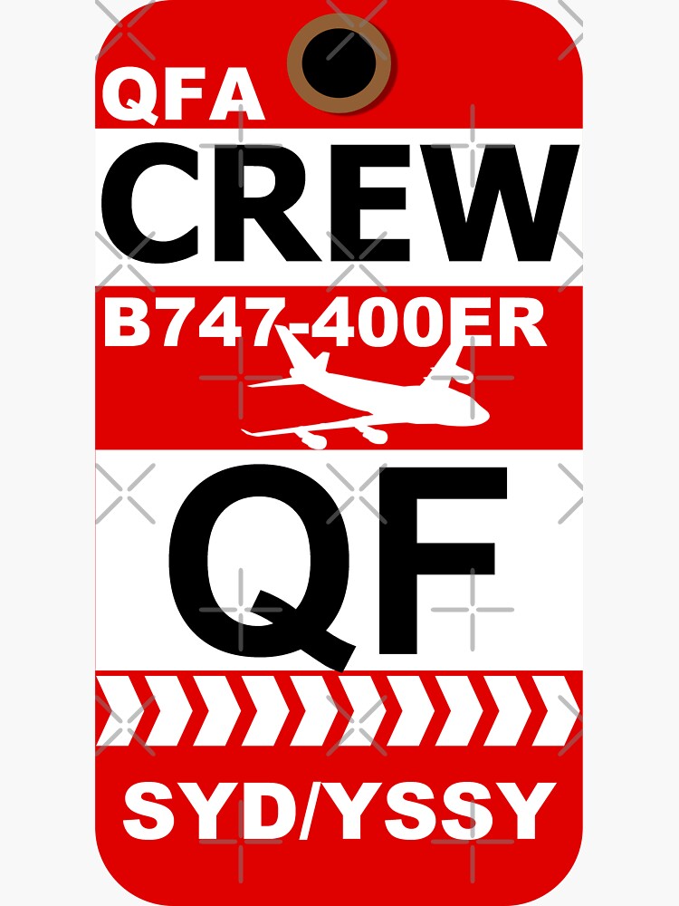 Thumbnail 3 of 3, Sticker, QF Boeing 747-400ER Crew Sydney designed and sold by AvGeekCentral.