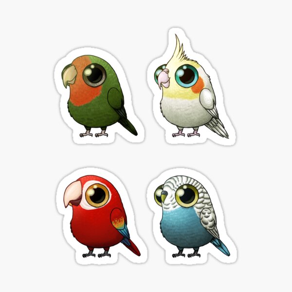 Small Fat Parrots Sticker