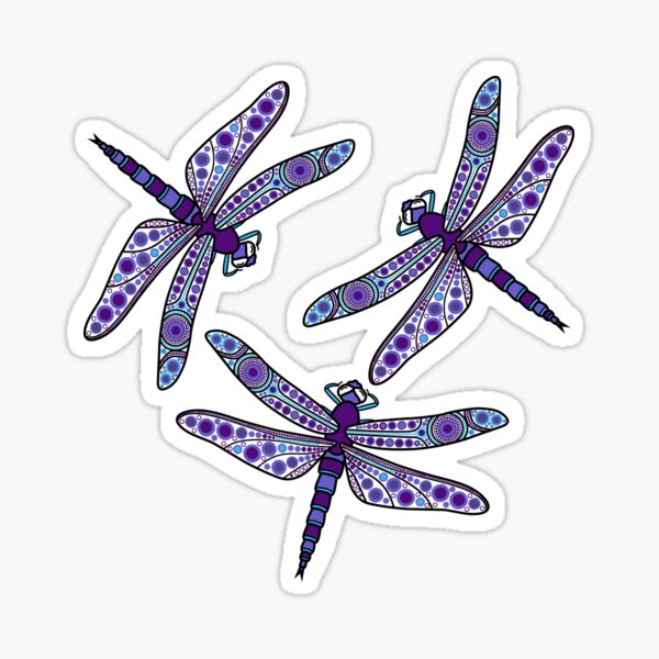 Authentic Aboriginal Art - Dragonflies Sticker