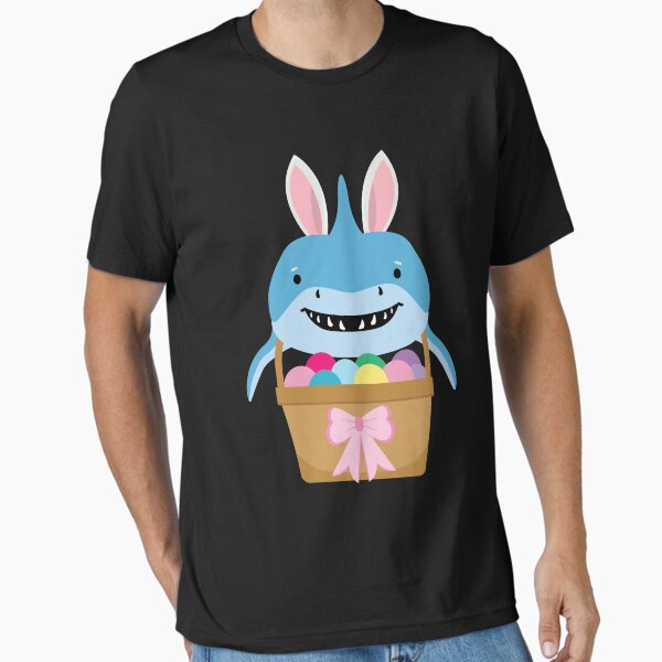 Item preview, Funny Cute Shark Hunt Easter Bunny Basket of Eggs Design designed and sold by LarkDesigns.