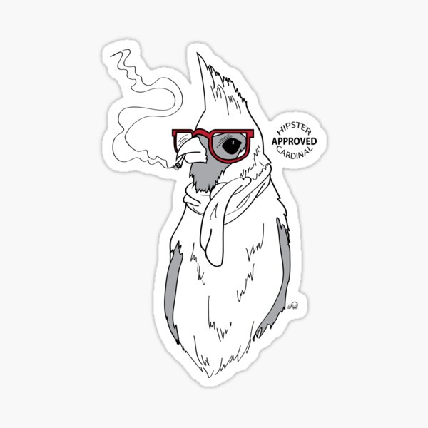 Hipster Cardinal Sticker
