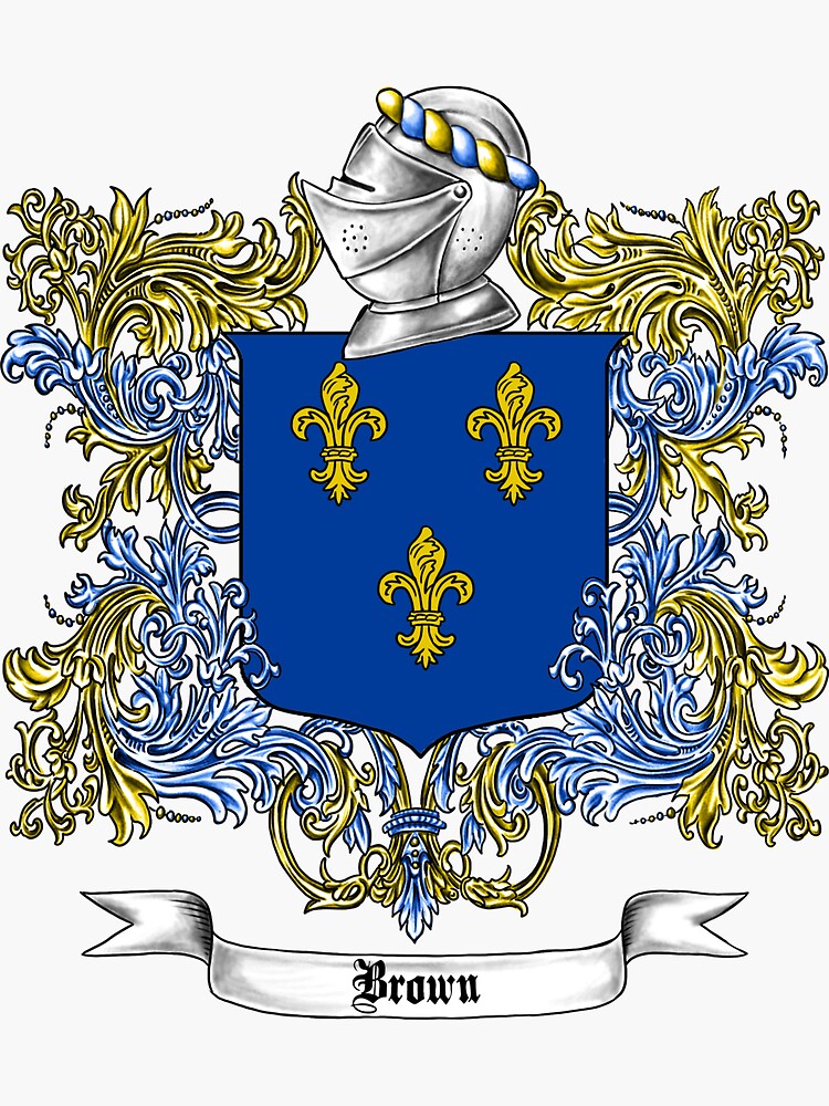 "Brown Family Crest 2" Sticker by atomicblizzard Redbubble