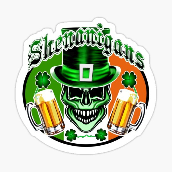 Funny Irish Leprechaun Skull Sticker