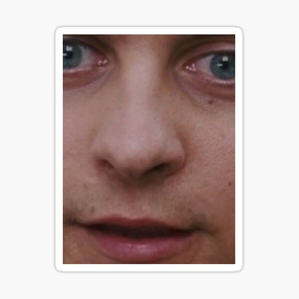 tobey maguire s face sticker by skyerawr7birry redbubble tobey maguire s face sticker by skyerawr7birry redbubble