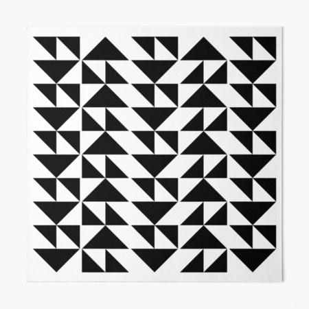 Mid Century Modern Geometric Pattern 637 Black and Linen White