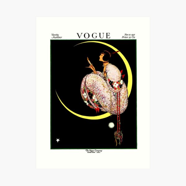 VOGUE : Vintage 1917 Lady on The Moon Print Art Print