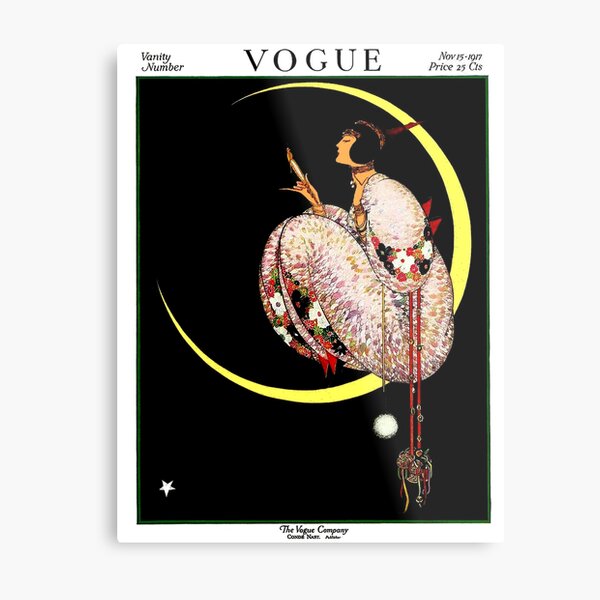 VOGUE: Vintage 1917 Lady auf dem Mond drucken Metallbild