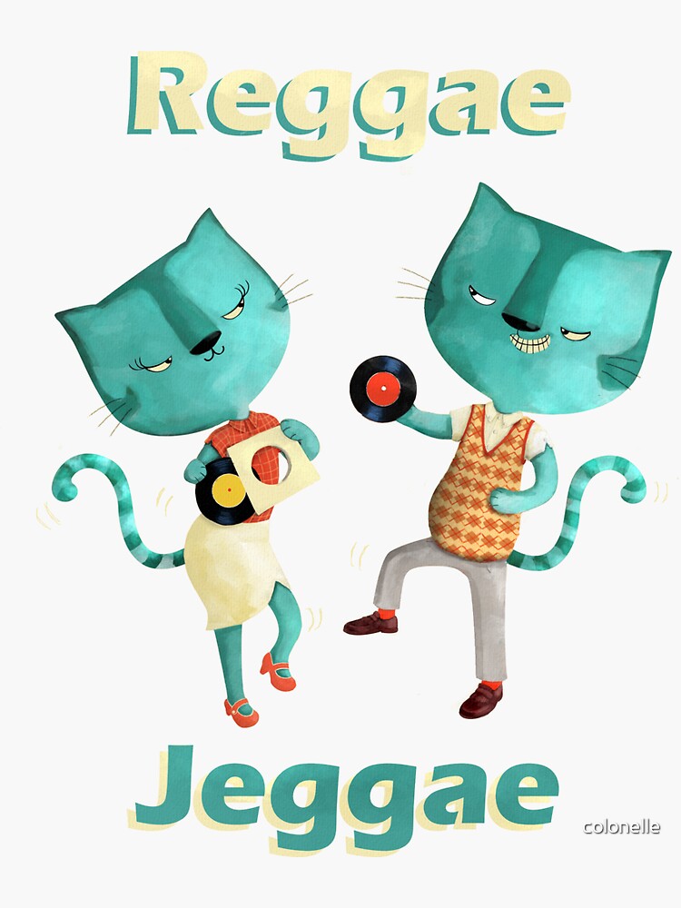 Thumbnail 3 of 3, Sticker, Blue Cats Reggae Jeggae designed and sold by colonelle.