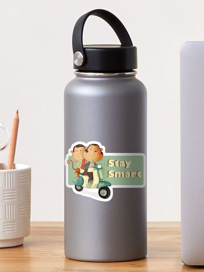 Thumbnail 1 of 3, Sticker, Stay Smart Scooter Monkeys designed and sold by colonelle.