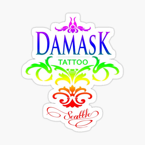 Rainbow Pride Damask Tattoo Seattle Sticker