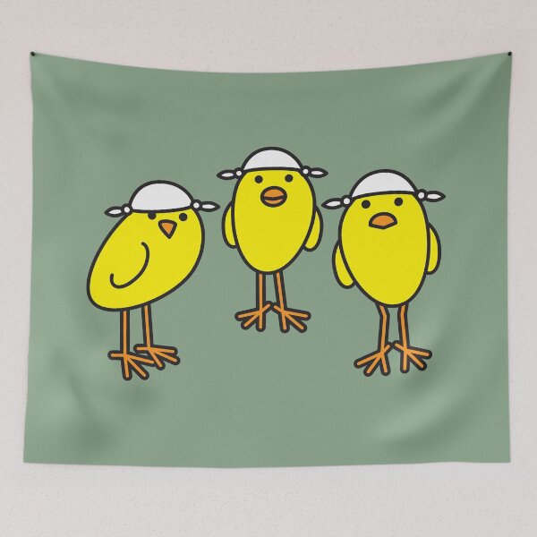 Item preview, Three Yellow Chicks wearing Knotted Handkerchiefs designed and sold by CleverPencil.