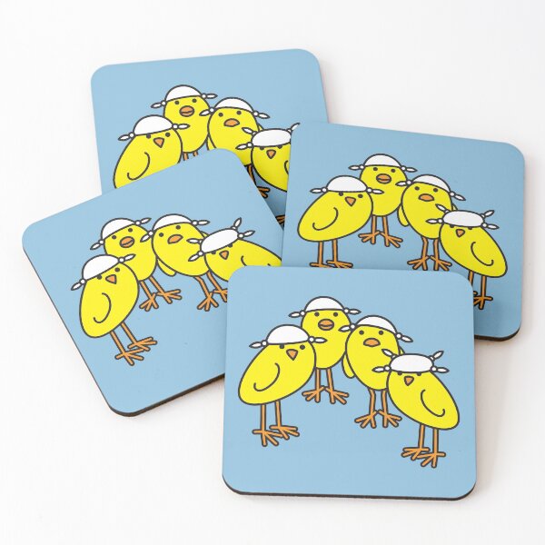 Item preview, Four Yellow Chicks wearing Knotted Handkerchiefs designed and sold by CleverPencil.
