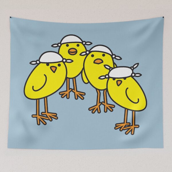Item preview, Four Yellow Chicks wearing Knotted Handkerchiefs designed and sold by CleverPencil.