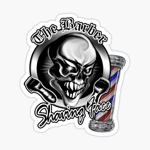 Skull, Scissors & Comb - Barber Graphic Sticker for Sale by