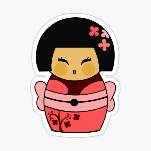 Kokeshi Sakura Pegatina