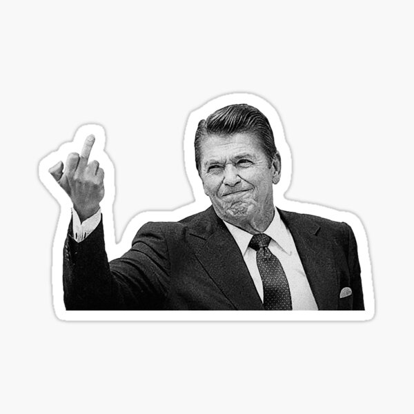 Ronald Reagan Flipping The Bird Sticker