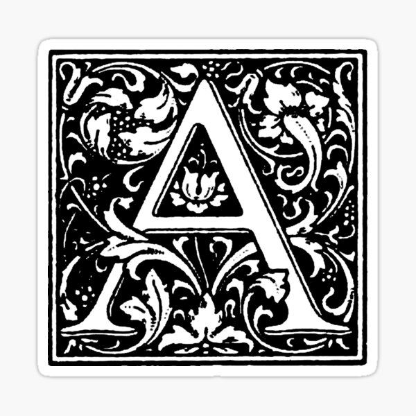 William Morris Renaissance Style Cloister Alphabet Letter A Sticker