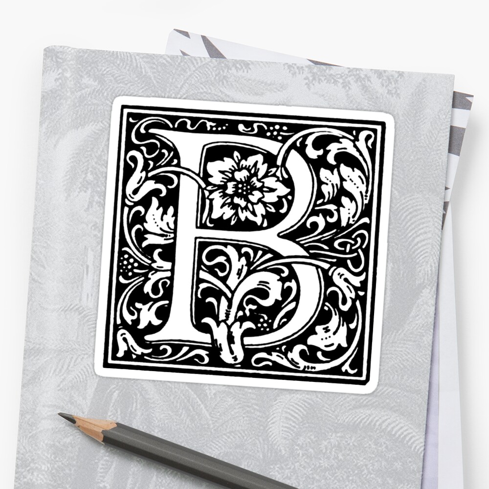 "William Morris Renaissance Style Cloister Alphabet Letter B" Sticker ...