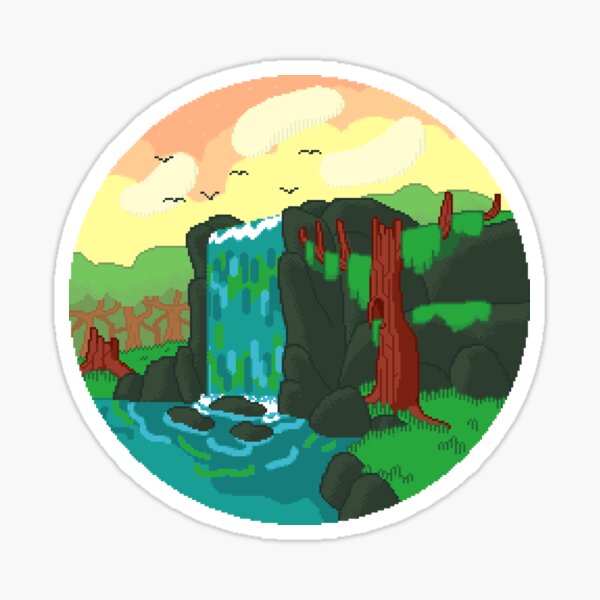 Pixel Waterfall Sticker