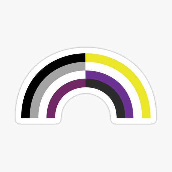 Vista previa del artículo con la obra «Arco iris asexual no binario», diseñado y vendido por hamsters.