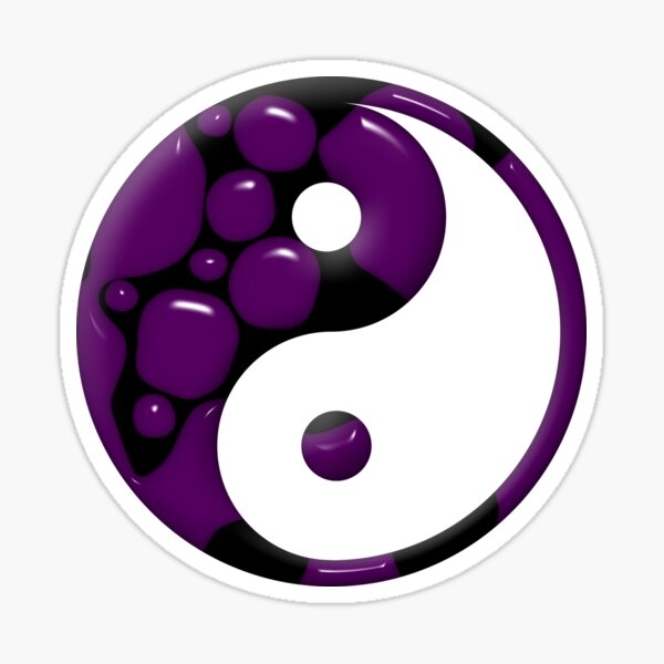 Aperçu de l'œuvre Purple and Black Droplets Yin Yang Symbol créée et vendue par TigerLynx.