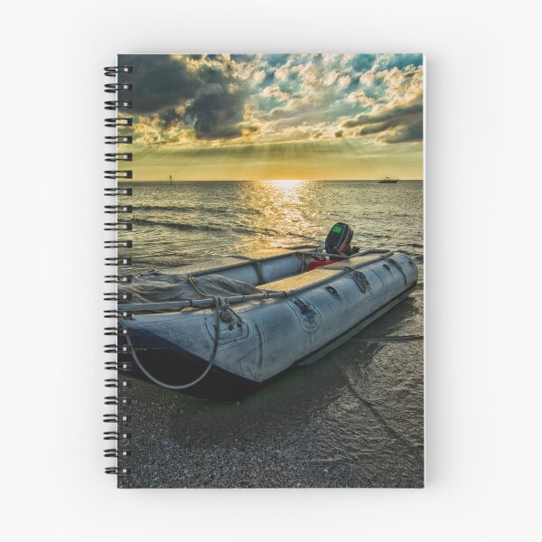 Item preview, sunset with small boat designed and sold by fineartbyK.