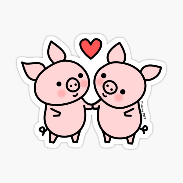 Cerditos San Valentín Pegatina