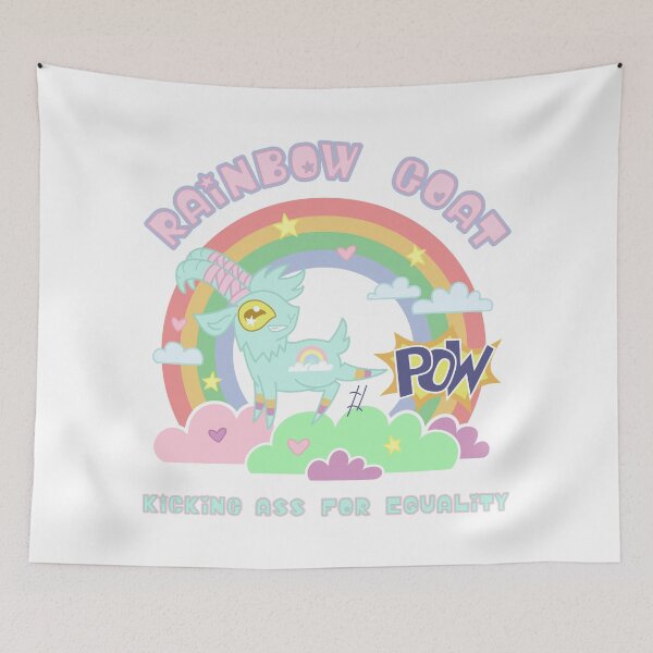 Item preview, POW! Rainbow Goat Kicking Ass for Equality designed and sold by Patterns and critters.