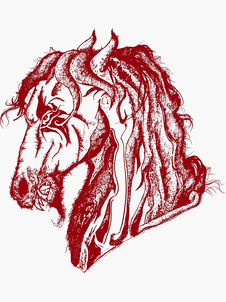 Angry Devil Horse in Dark Red Sticker for Sale by pjwuebker
