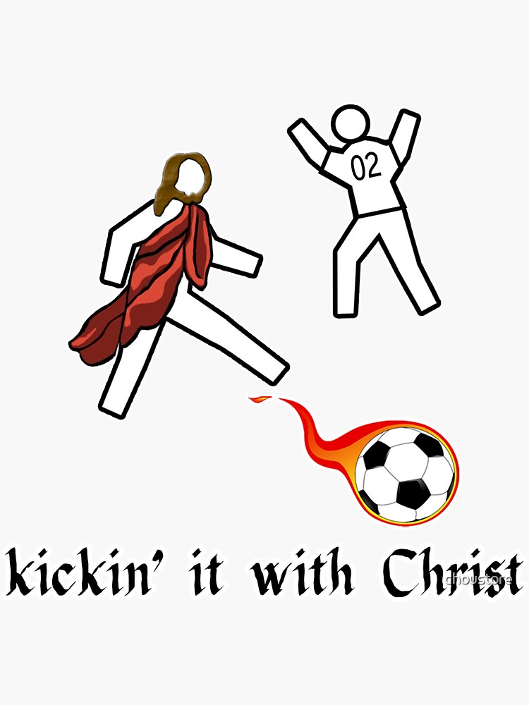 Thumbnail 3 of 3, Sticker, Kickin' It With Christ designed and sold by choustore.