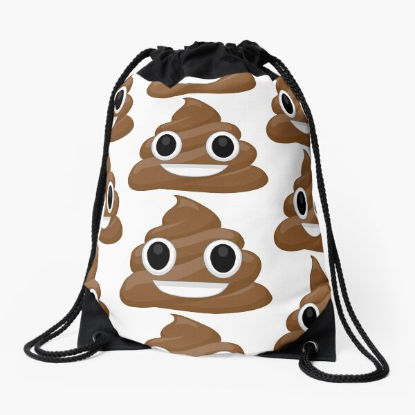 Happy Poop Emoticon - Poop Emoji  Drawstring Bag