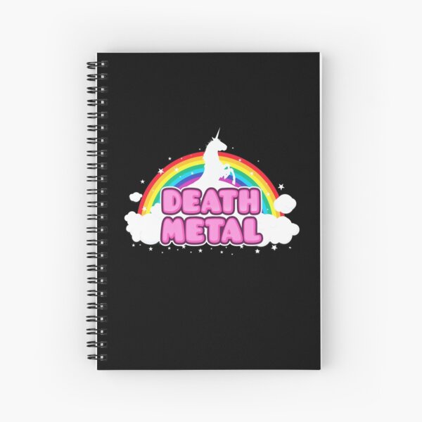 DEATH METAL! (Funny Unicorn / Rainbow Mosh Parody Design) Spiral Notebook