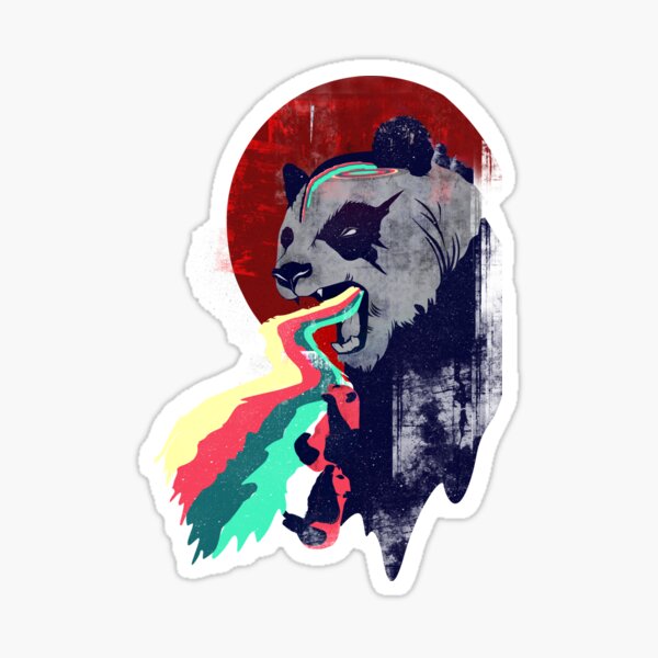 Panda arc-en-ciel en colère Sticker