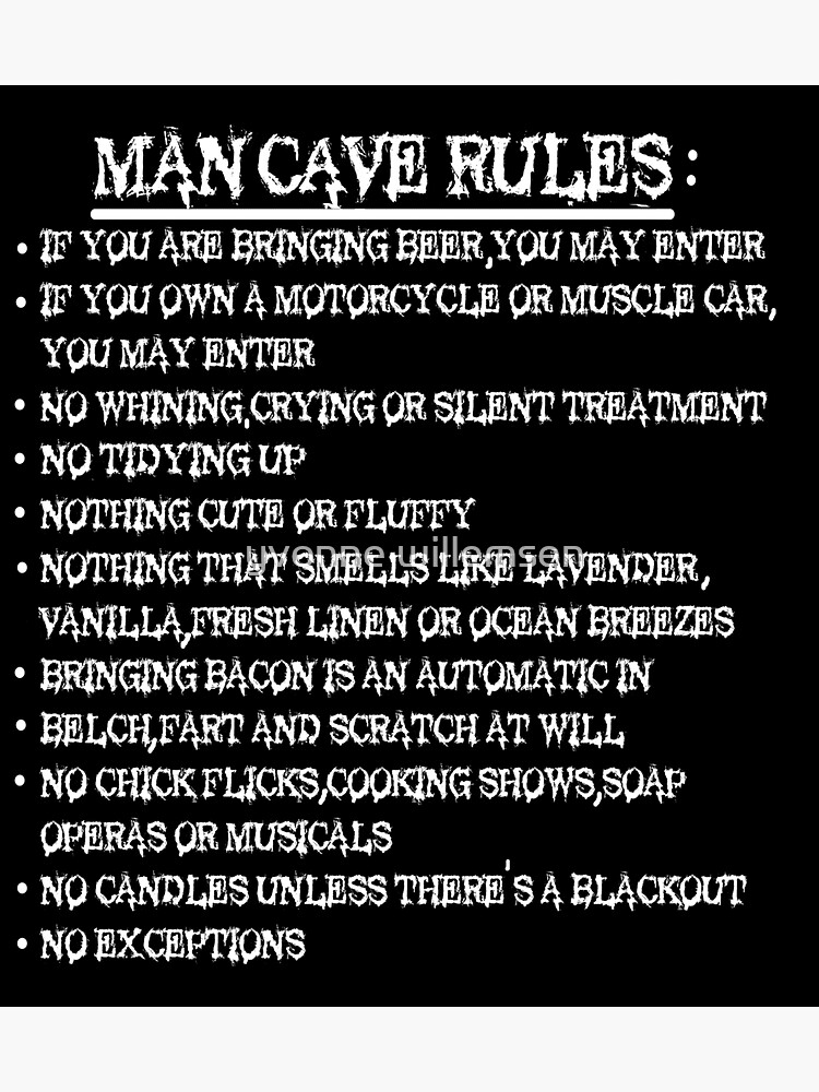 "Man Cave Rules" Sticker for Sale by ywill Redbubble