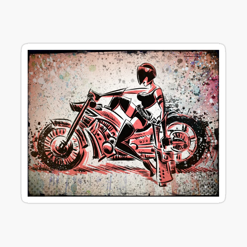 Motorcycle, Girl, art, bike, woman, female, blaster, helmet, visor, wheels,  chopper, harley, harleydavidson, harley davidson