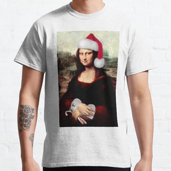 Mona Lisa Wearing a Santa Hat Classic T-Shirt
