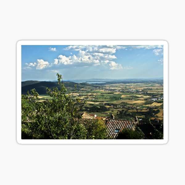 Lake Trasimeno (Italian: Lago Trasimeno) from Cortona Sticker