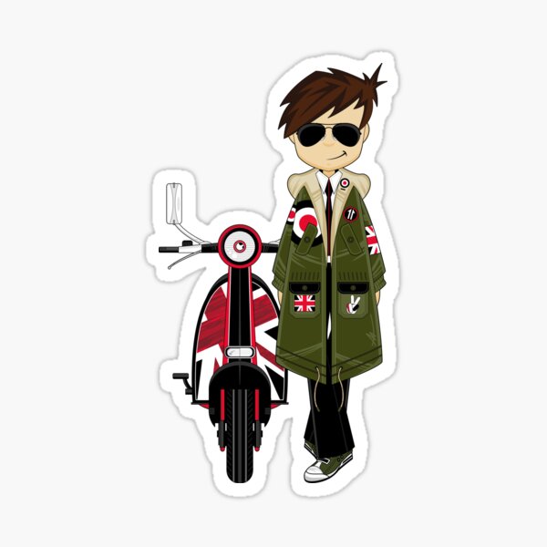 Mod Boy & Retro Scooter Sticker