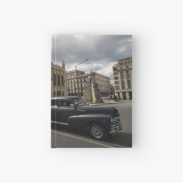 Black american car passing in front of the Revolution Museum, La Havana, Cuba. Hardcover Journal