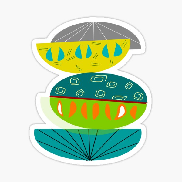 Mid-Century Modern Half Moons Abstract Sticker