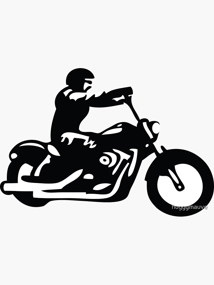 biker on custom bike harley davidson Sticker for Sale by huggymauve