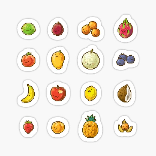  Fruit Stickers, 100 Pcs Mini Pixel Fruit Stickers Pack