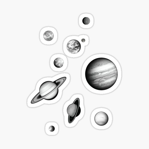 Black and White Solar System Sticker