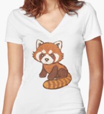 Red Panda Women's Fitted V-Neck T-Shirt