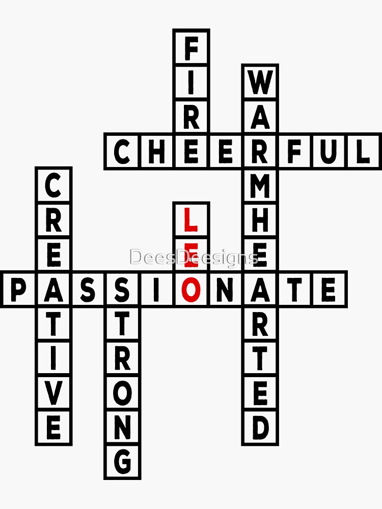 "Zodiac Leo Sign Crossword Puzzle" Sticker by DeesDeesigns Redbubble