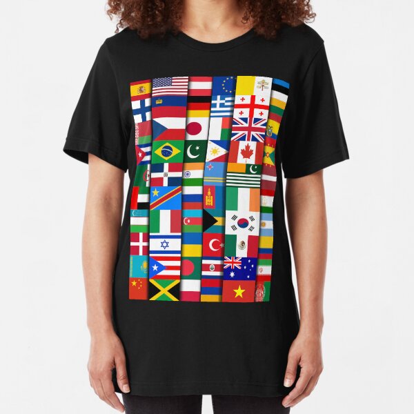 60 Flags of the Countries of the World, International Gift Slim Fit T-Shirt